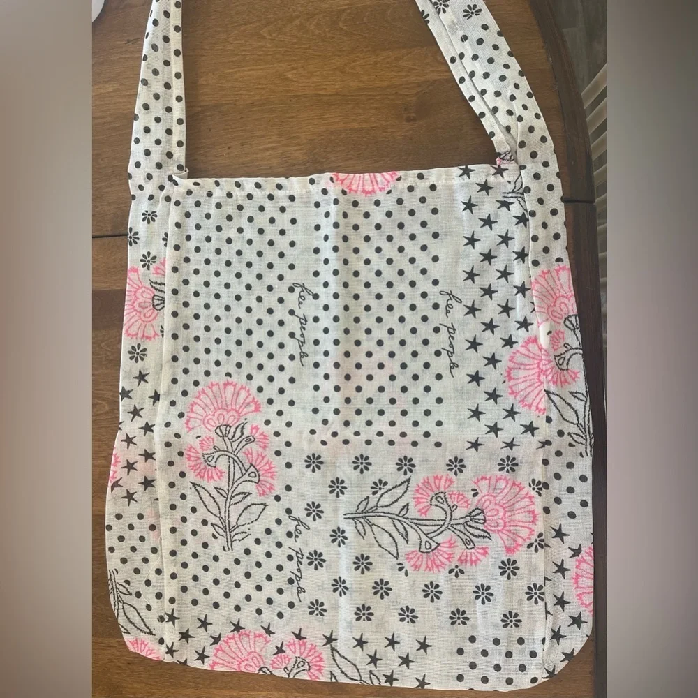 Free People Tote Reusable Linen Bag New without Tags - Picture 2 of 9